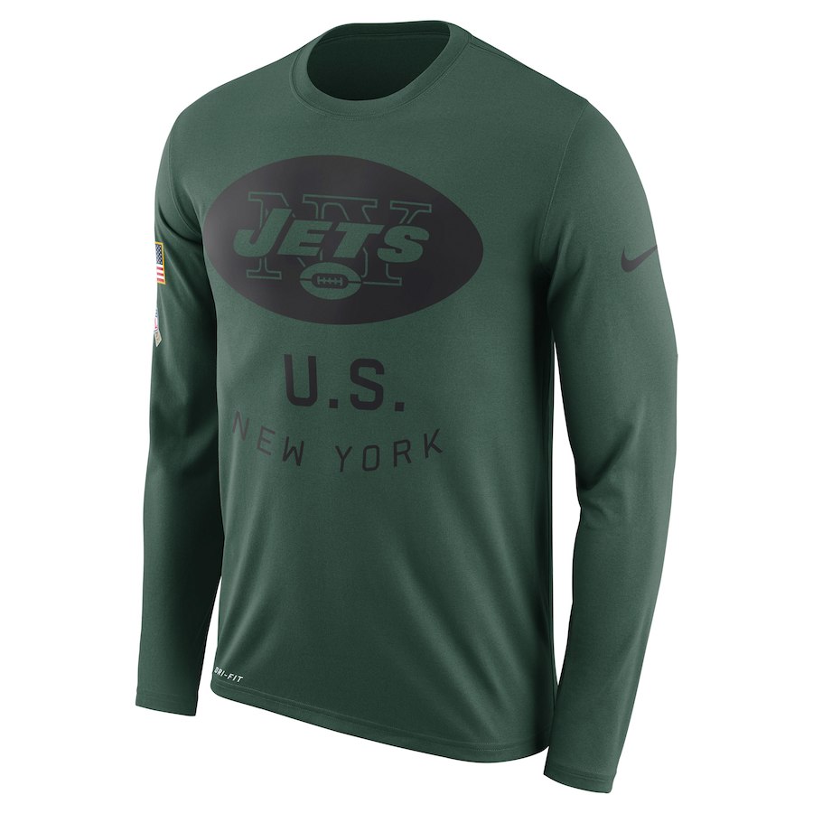 New York Jets Nike Salute To Service Sideline Legend Performance Long Sleeve T-Shirt Green