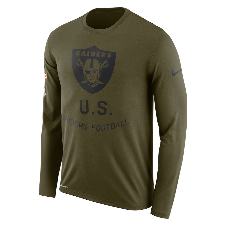 Oakland Raiders Nike Salute To Service Sideline Legend Performance Long Sleeve T-Shirt Olive