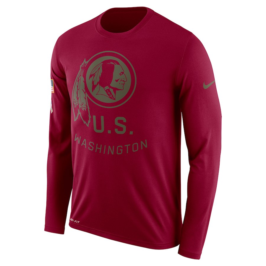 Washington Redskins Nike Salute To Service Sideline Legend Performance Long Sleeve T-Shirt Burgundy