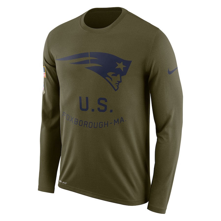 New England Patriots Nike Salute To Service Sideline Legend Performance Long Sleeve T-Shirt Olive