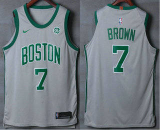 Men's Boston Celtics #7 Jaylen Brown Grey 2017-2018 Nike Authentic General Electric Stitched NBA Jersey