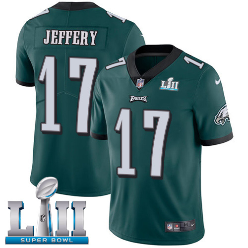 Men's Nike Eagles #17 Alshon Jeffery Midnight Green Team Color Super Bowl LII Stitched NFL Vapor Untouchable Limited Jersey