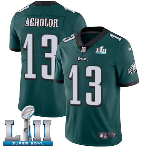Men's Nike Eagles #13 Nelson Agholor Midnight Green Team Color Super Bowl LII Stitched NFL Vapor Untouchable Limited Jersey