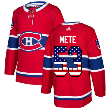 Adidas Canadiens #53 Victor Mete Red Home Authentic USA Flag Stitched NHL Jersey