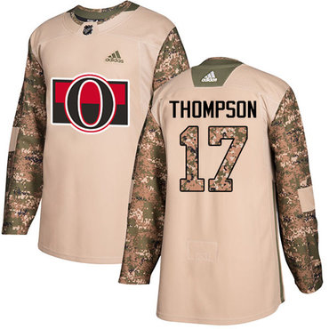 Adidas Senators #17 Nate Thompson Camo Authentic 2017 Veterans Day Stitched NHL Jersey