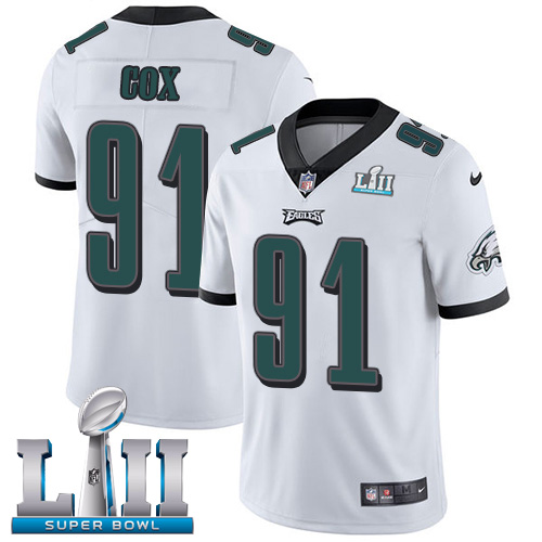 Men's Nike Philadelphia Eagles #91 Fletcher Cox White Super Bowl LII Stitched NFL Vapor Untouchable Limited Jersey