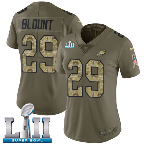 Women's Nike Philadelphia Eagles #29 LeGarrette Blount Olive Camo Super Bowl LII Stitched NFL Limited 2017 Salute to Service Jersey