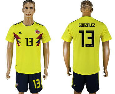Colombia #13 GONZALEZ Home 2018 FIFA World Cup Soccer Jersey