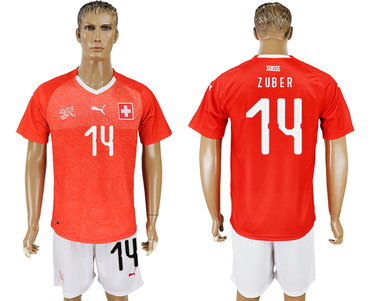 Switzerland #14 ZUBER Home 2018 FIFA World Cup Soccer Jersey