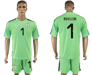 Uruguay #1 MUSLERA Green Goalkeeper 2018 FIFA World Cup Soccer Jersey