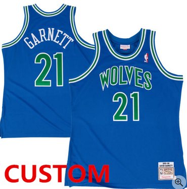 Custom Mitchell & Ness Minnesota Timberwolves Royal 199596 Hardwood Classic Authentic Jersey