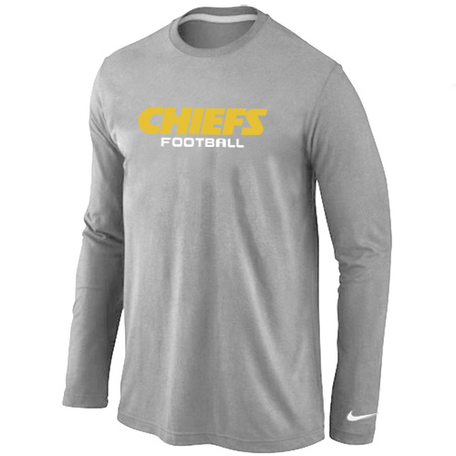 Nike Kansas City Chiefs Authentic font Long Sleeve T-Shirt Grey