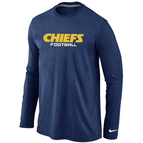Nike Kansas City Chiefs Authentic font Long Sleeve T-Shirt D.Blue