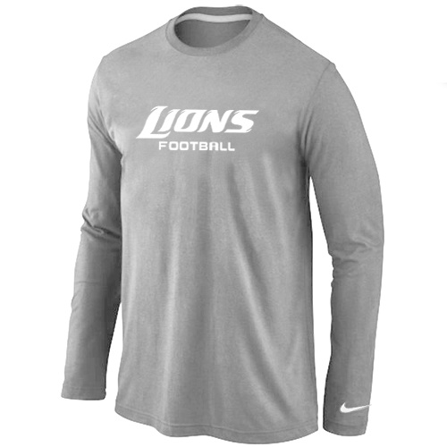 Nike Detroit Lions Authentic font Long Sleeve T-Shirt Grey