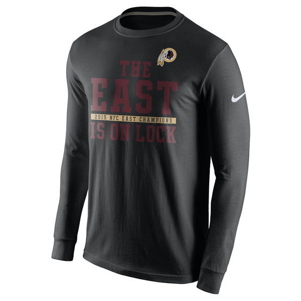 Nike Redskins Black 2015 NFC East Champions Men's Long Sleeve T Shirt