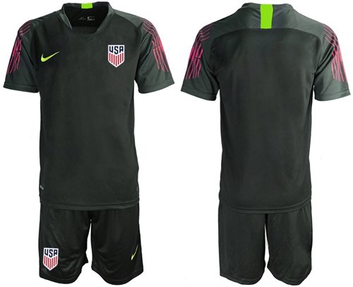 USA Blank Black Goalkeeper Soccer Country Jersey