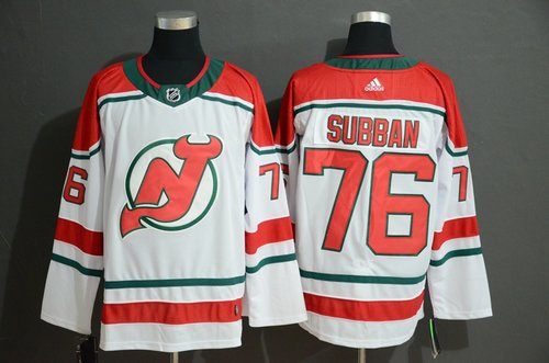 Men's New Jersey Devils 76 P.K. Subban White Adidas Jersey