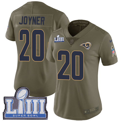 Women's Los Angeles Rams #20 Lamarcus Joyner Olive Nike NFL 2017 Salute to Service Super Bowl LIII Bound Limited Jersey