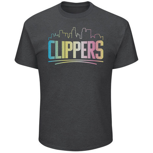 LA Clippers Majestic Heather Charcoal Tek Patch Color Reflective Skyline T-Shirt