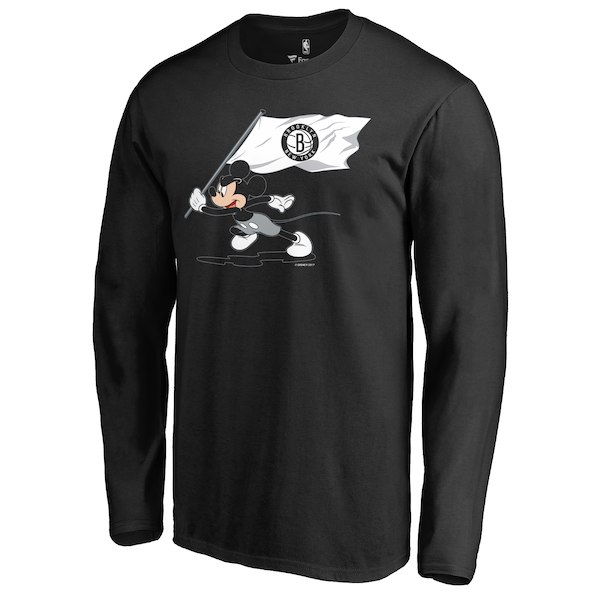 Men's Brooklyn Nets Fanatics Branded Black Disney Fly Your Flag Long Sleeve T-Shirt