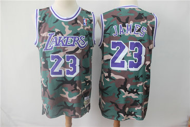 Lakers 23 Lebron James Camo 2018-19 Hardwood Classics Jersey