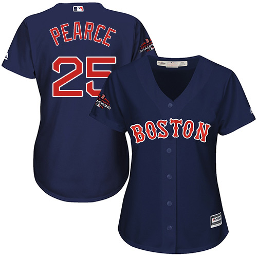 Red Sox #25 Steve Pearce Navy Blue Alternate 2018 World Series Champions Women's Stitched Baseball Jersey