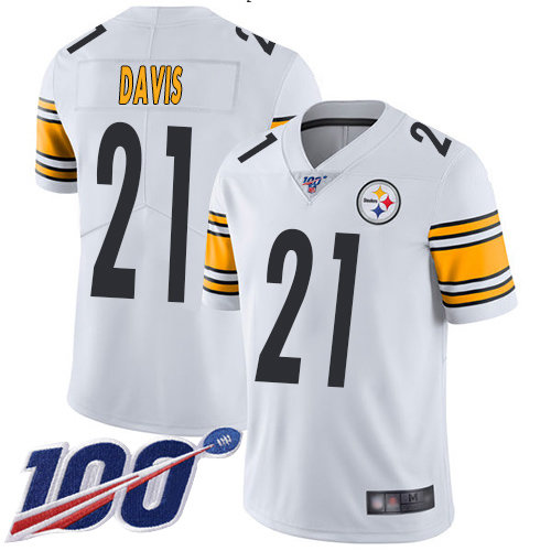 Nike Steelers #21 Sean Davis White Men's Stitched NFL 100th Season Vapor Limited Jersey
