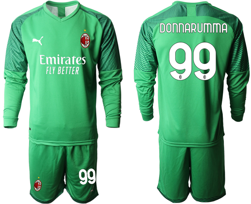 2020-21 AC Milan green goalkeeper 99# DONNARUMMA long sleeve soccer jerseys