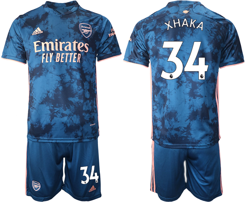 2020-21 Arsenal away 34# XHAKA blue soccer jerseys