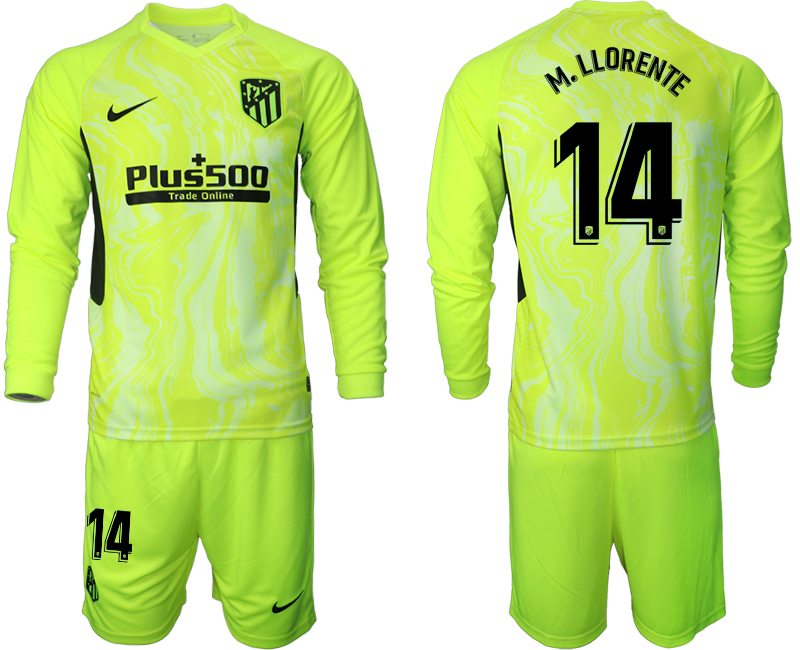 2020-21 Atletico Madrid away  14# M.LLORENTE long sleeve soccer jerseys