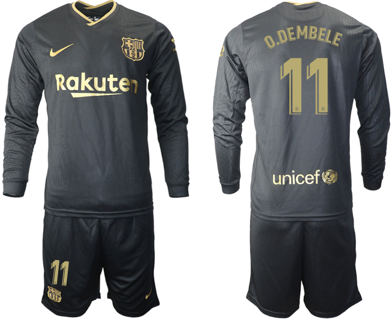 2020-21 Barcelona away 11# O.DEMBELE long sleeve soccer jerseys