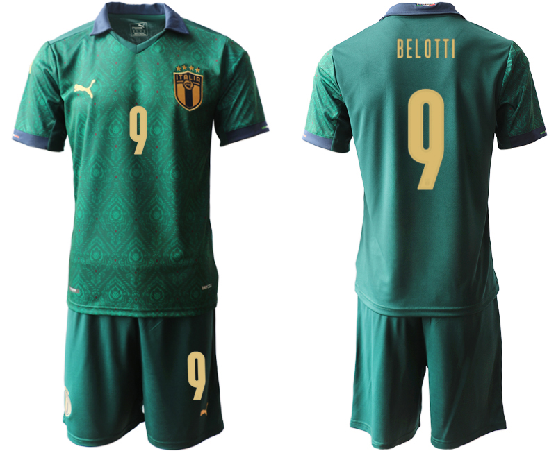 2020-21 Italy away 9# BELOTTI Dark green soccer jerseys