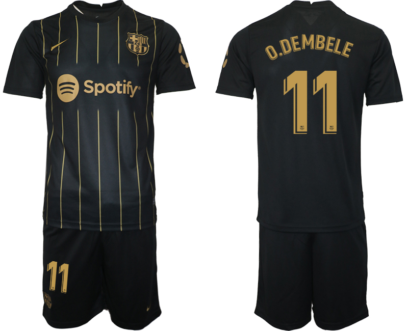 2022-2023 Barcelona 11 O.DEMBELE Black away jerseys Suit