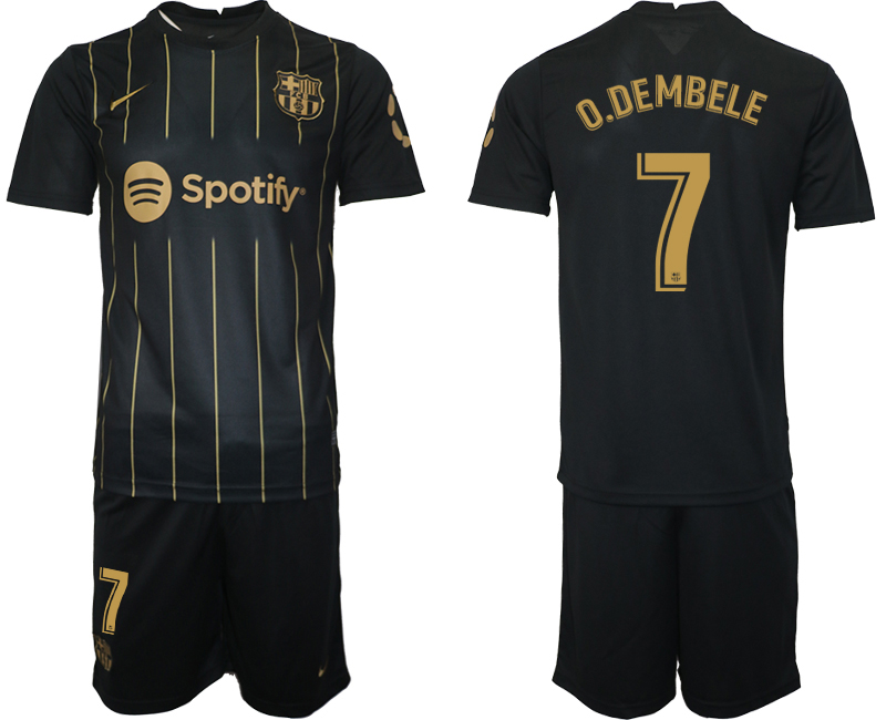 2022-2023 Barcelona 7 O.DEMBELE Black away jerseys Suit