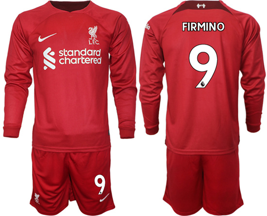 2022-2023 Liverpool 9 FIRMINO home long sleeves jerseys Suit