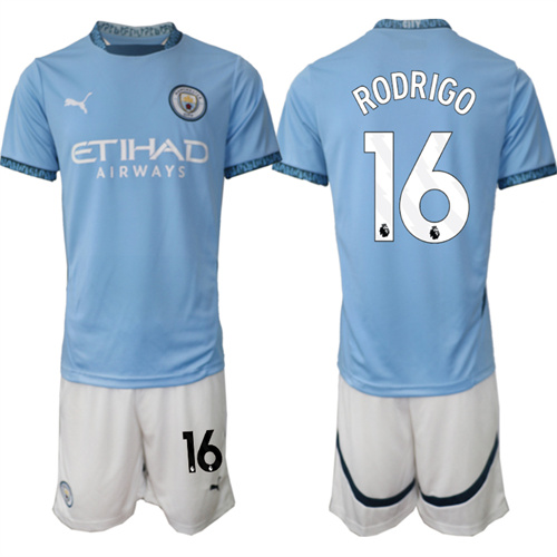 Men's Manchester City  #16 RODRIGO home 2024-25 Suit Soccer Jerseys