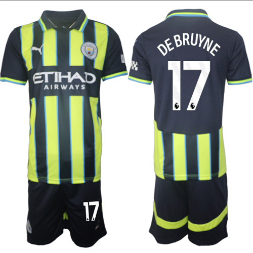 Men's Manchester City  #17 DEBRUYNE Away 2024-25 Suit Soccer Jerseys
