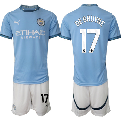 Men's Manchester City  #17 DEBRUYNE home 2024-25 Suit Soccer Jerseys