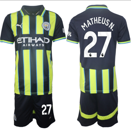 Men's Manchester City  #27 MATHEUSN. Away 2024-25 Suit Soccer Jerseys