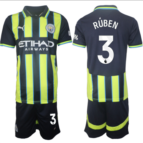 Men's Manchester City  #3 RUBEN Away 2024-25 Suit Soccer Jerseys