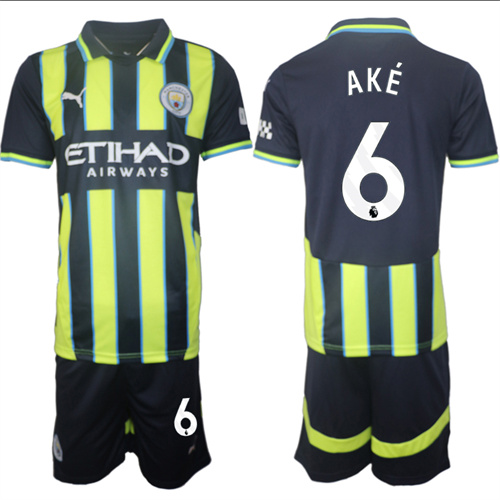 Men's Manchester City  #6 AKE Away 2024-25 Suit Soccer Jerseys