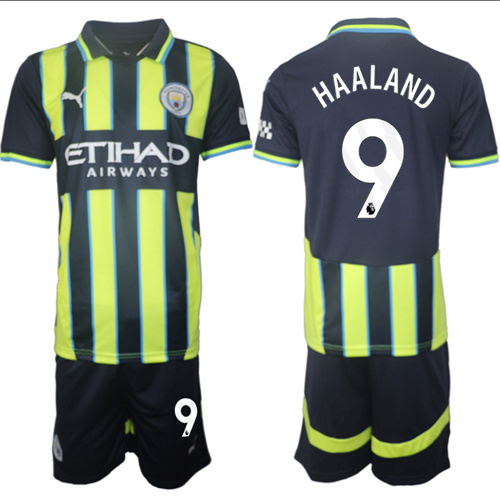 Men's Manchester City  #9 HAALAND Away 2024-25 Suit Soccer Jerseys