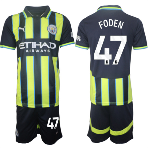 Men's Manchester City #47 FOEDN Away 2024-25 Suit Soccer Jerseys