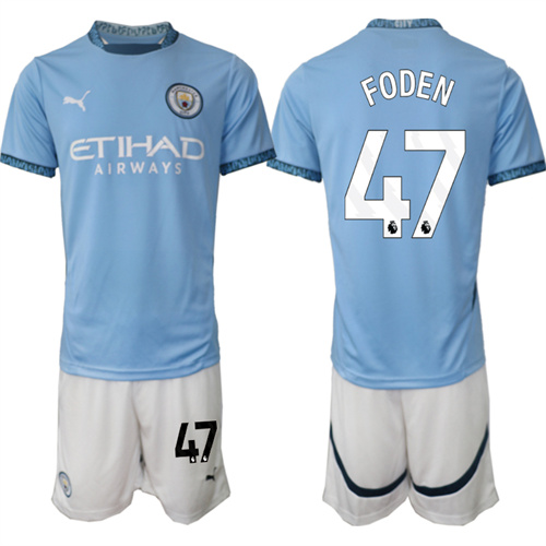 Men's Manchester City #47 FOEDN home 2024-25 Suit Soccer Jerseys