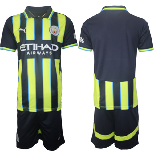 Men's Manchester City  Blank Away 2024-25 Suit Soccer Jerseys