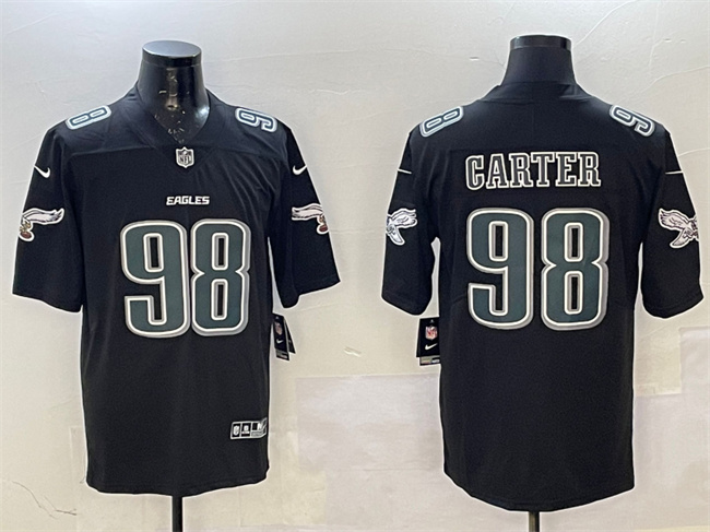 Men's Philadelphia Eagles #98 Jalen Carter Black Fashion New Vapor Untouchable Limited Football Stitched Jersey