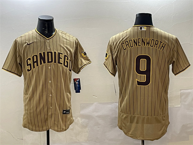 Men's San Diego Padres #9 Jake Cronenworth Brown Flex Base Stitched MLB Jersey