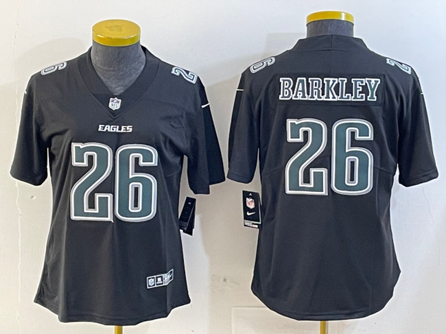 Women's Philadelphia Eagles #26 Saquon Barkley Black Fashion Vapor Untouchable Limited Football Stitched Jersey(Run Small)