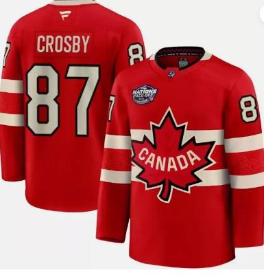 Men's Canada #87 Sidney Crosby Red 2025 4 Nations Face-Off Premium Stitched Jersey