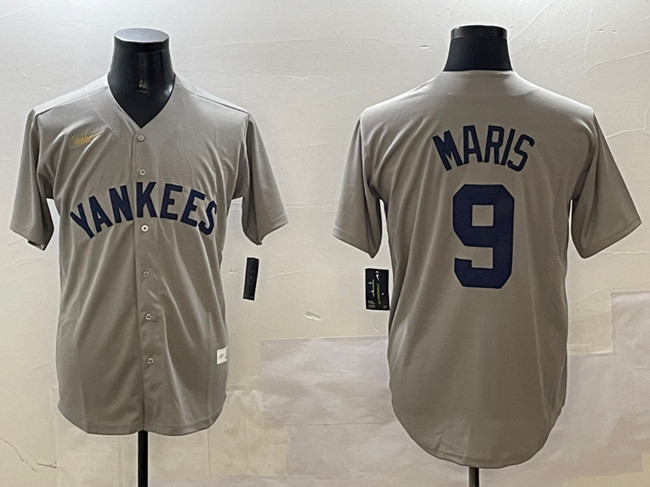 Men's New York Yankees #9 Roger Maris Gray Cool Base Stitched Baseball Jersey